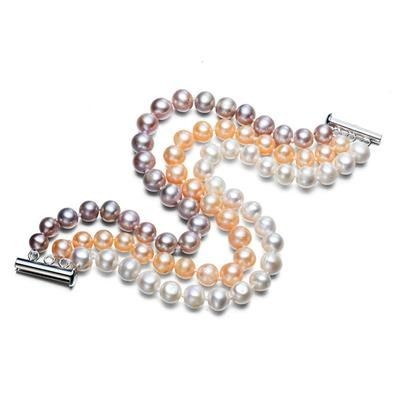Branded Promotional 7MM AA QUALITY THREE COLOUR TRIPLE STRAND PEARL BRACELET with Silver Clasp Jewellery From Concept Incentives.
