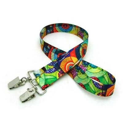 Branded Promotional 7 - 8 INCH DIGITAL SUBLIMATED LANYARD with Double Standard Attachment Lanyard From Concept Incentives.