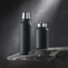 Branded Promotional NORDIC VACUUM FOOD THERMO FLASK AND STEEL VACUUM THERMO FLASK SET in Black from Concept Incentives