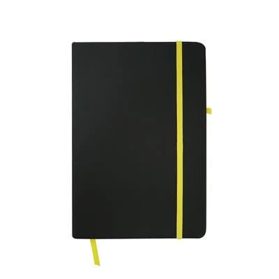 Branded Promotional EBONY BLACK NOTE BOOK in Yellow Notebook from Concept Incentives.