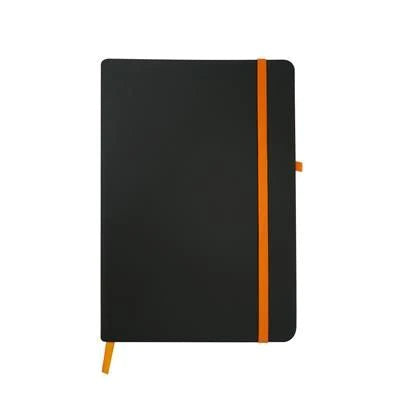 Branded Promotional EBONY BLACK NOTE BOOK in Orange Notebook from Concept Incentives.
