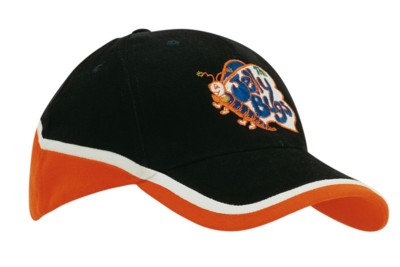 Branded Promotional BRUSHED HEAVY COTTON TRI-COLOURED BASEBALL CAP Baseball Cap From Concept Incentives.