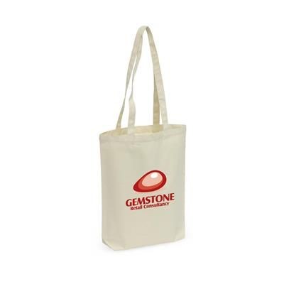 Branded Promotional CANVAS SHOPPYBAG LONG HANDLES in Ecru Bag From Concept Incentives.