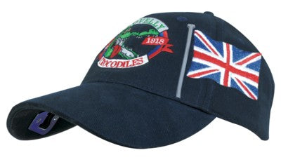 Branded Promotional BRUSHED HEAVY COTTON BASEBALL CAP with Bottle Opener & Union Jack Flag Design Baseball Cap From Concept Incentives.