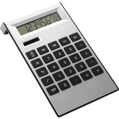 Branded Promotional DESK CALCULATOR in Black & Silver Calculator From Concept Incentives.