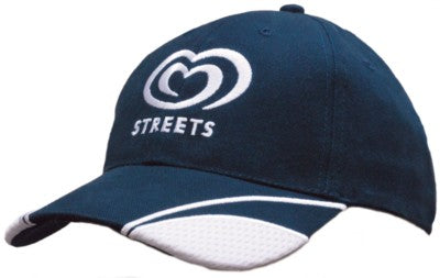 Branded Promotional BRUSHED HEAVY COTTON BASEBALL CAP with Mesh Insert on Peak Baseball Cap From Concept Incentives.