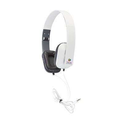 Branded Promotional COMPACTSOUND HEADPHONES in White Earphones From Concept Incentives.