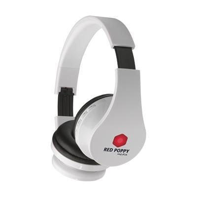 Branded Promotional BLUETOOTH HEADSET in White Earphones From Concept Incentives.