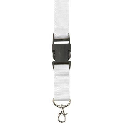 Branded Promotional LANYARD in White with Safety Clip & Key holder Lanyard From Concept Incentives.