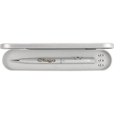 Branded Promotional DUO LASER BALL PEN in Silver Pen From Concept Incentives.