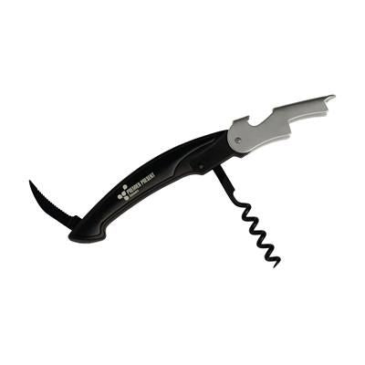 Branded Promotional STYLO VINO WAITERS FRIEND BOTTLE OPENER & CORKSCREW BOTTLE OPENER in Black Bottle Opener From Concept Incentives.