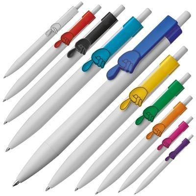 Branded Promotional BALL PEN NEVES BLUE-INK BALL PEN MADE OF PLASTIC with Different Colored Pointing Finger Clips Pen From Concept Incentives.