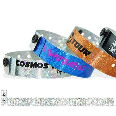 Branded Promotional CUSTOM HOLOGRAPHIC WRISTBAND 19MM LIQUID GLITTER Wrist Band From Concept Incentives.
