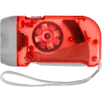 Branded Promotional SELF CHARGER KINETIC DYNAMO TORCH in Translucent Frosted Red Torch From Concept Incentives.