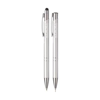 Branded Promotional EBONY SET WRITING SET in Silver Writing Set From Concept Incentives.
