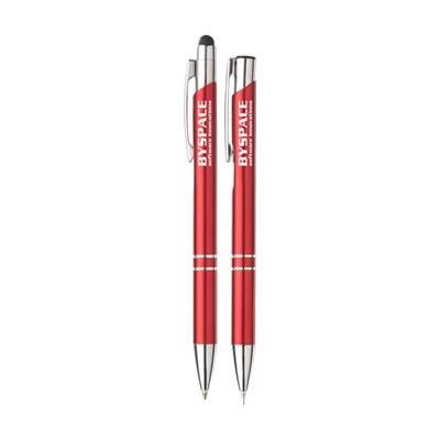 Branded Promotional EBONY SET WRITING SET in Red Writing Set From Concept Incentives.