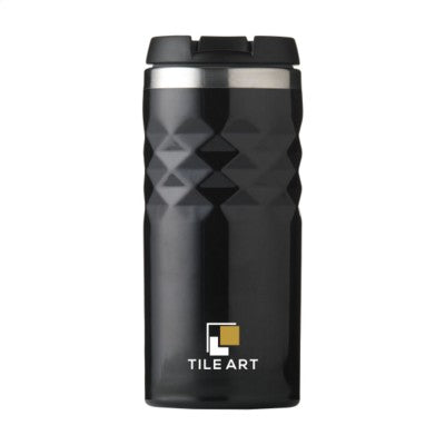 Branded Promotional GEOMETRIC MUG THERMO CUP in Black Travel Mug From Concept Incentives.