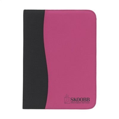 Branded Promotional PERUGIA A4 DOCUMENT FOLDER in Black & Magenta Document Wallet From Concept Incentives.