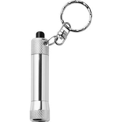 Branded Promotional METAL KEYRING TORCH LIGHT in Silver Torch From Concept Incentives.