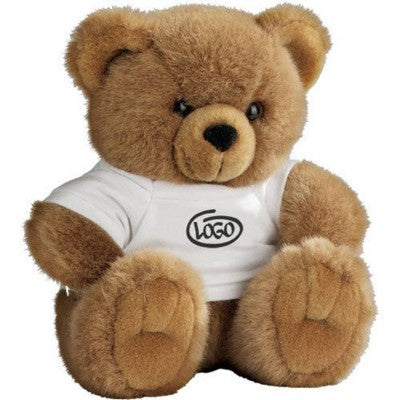 Branded Promotional BIG SOFT TOY BEAR with White Tee Shirt in Brown Soft Toy From Concept Incentives.