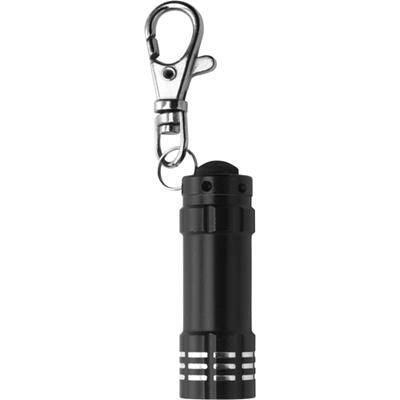 Branded Promotional SMALL METAL POCKET TORCH in Black Torch From Concept Incentives.