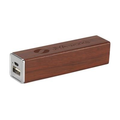 Branded Promotional POWERBANK 2000 WOOD CHARGER in Dark Brown Charger From Concept Incentives.