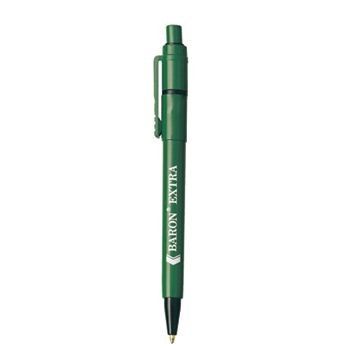 Branded Promotional BARON EXTRA RETRACTABLE PLASTIC BALL PEN in Solid Green Pen From Concept Incentives.