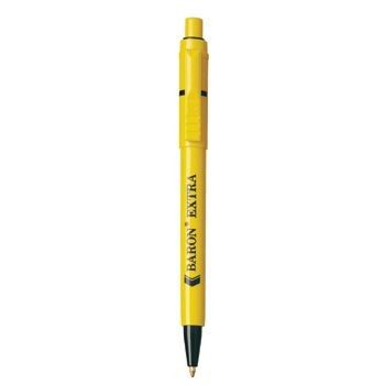 Branded Promotional BARON EXTRA RETRACTABLE PLASTIC BALL PEN in Solid Yellow Pen From Concept Incentives.