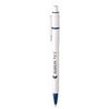 Branded Promotional BARON FT RETRACTABLE PLASTIC BALL PEN in White with Dark Blue Trim, Top Ring & Nose Cone Pen From Concept Incentives.