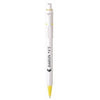 Branded Promotional BARON FT RETRACTABLE PLASTIC BALL PEN in White with Yellow Trim, Top Ring & Nose Cone Pen From Concept Incentives.