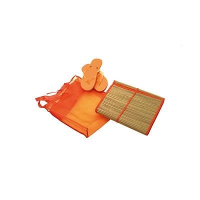 Branded Promotional BEACH STRAW MAT in Bag with Flip Flop Beach Kit From Concept Incentives.