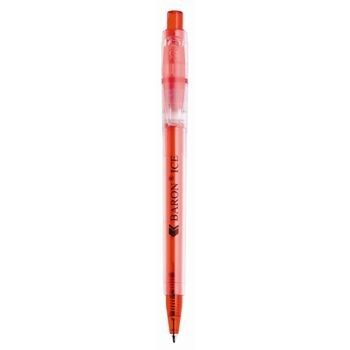 Branded Promotional BARON ICE RETRACTABLE PLASTIC BALL PEN in Red Pen From Concept Incentives.