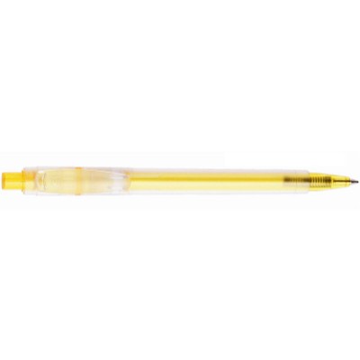 Branded Promotional BARON ICE RETRACTABLE PLASTIC BALL PEN in Yellow Pen From Concept Incentives.