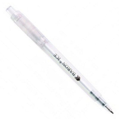 Branded Promotional BARON ICE RETRACTABLE PLASTIC BALL PEN in Clear Transparent White Pen From Concept Incentives.