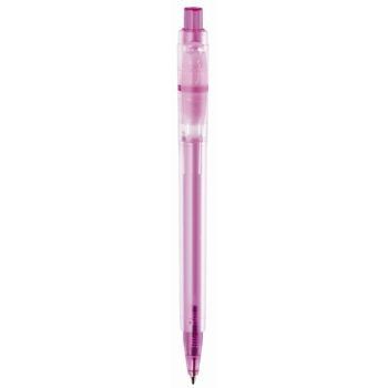 Branded Promotional BARON ICE RETRACTABLE PLASTIC BALL PEN in Cyclamen Clear Transparent Pen From Concept Incentives.