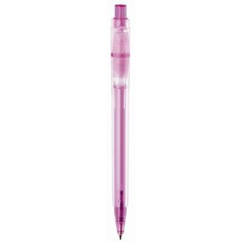 Branded Promotional BARON ICE RETRACTABLE PLASTIC BALL PEN in Cyclamen Clear Transparent Pen From Concept Incentives.