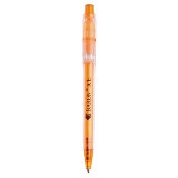 Branded Promotional BARON ICE RETRACTABLE PLASTIC BALL PEN in Orange Pen From Concept Incentives.