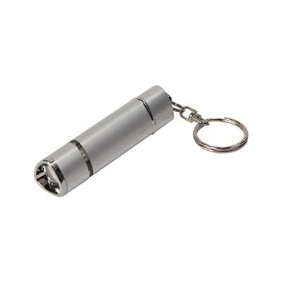 Branded Promotional LED POP-UP TORCH KEYRING in Silver Torch From Concept Incentives.