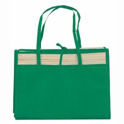 Branded Promotional BEACH STRAW MAT with No-woven Outside Pocket Beach Mat From Concept Incentives.