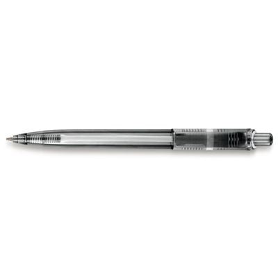 Branded Promotional DUCAL PUSH BUTTON PLASTIC BALL PEN in Translucent Black Pen From Concept Incentives.