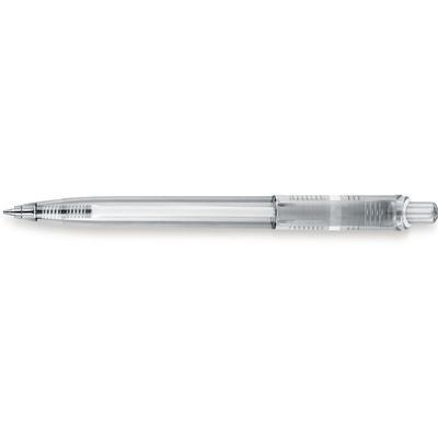 Branded Promotional DUCAL PUSH BUTTON PLASTIC BALL PEN in Translucent White Pen From Concept Incentives.