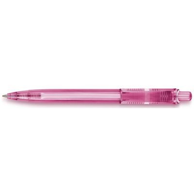 Branded Promotional DUCAL PUSH BUTTON PLASTIC BALL PEN in Translucent Cyclamen Pen From Concept Incentives.