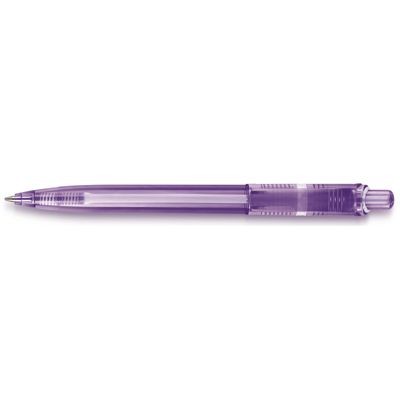 Branded Promotional DUCAL PUSH BUTTON PLASTIC BALL PEN in Translucent Lilac Pen From Concept Incentives.