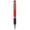 Branded Promotional TETHYS GRIP SILVER RETRACTABLE PLASTIC BALL PEN in Red Pen From Concept Incentives.