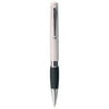 Branded Promotional TETHYS GRIP SILVER RETRACTABLE PLASTIC BALL PEN in White Pen From Concept Incentives.