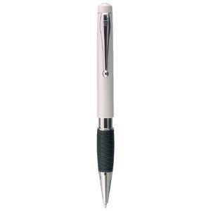 Branded Promotional TETHYS GRIP SILVER RETRACTABLE PLASTIC BALL PEN in White Pen From Concept Incentives.