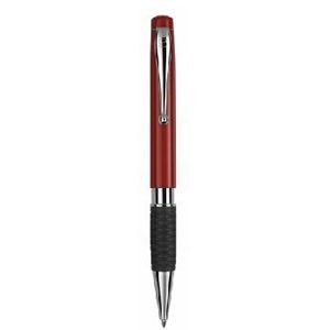 Branded Promotional TETHYS GRIP SILVER RETRACTABLE PLASTIC BALL PEN in Dark Burgundy Pen From Concept Incentives.