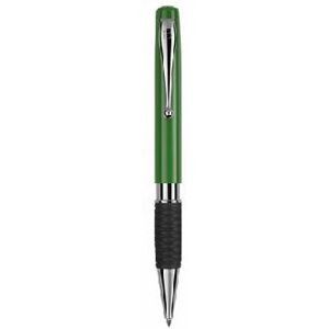 Branded Promotional TETHYS GRIP SILVER RETRACTABLE PLASTIC BALL PEN in Dark Green Pen From Concept Incentives.