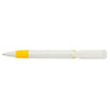 Branded Promotional S40 GRIP FT PUSH BUTTON PLASTIC BALL PEN in Solid White with Yellow Fittings Pen From Concept Incentives.