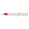 Branded Promotional S40 GRIP FT PUSH BUTTON PLASTIC BALL PEN in Solid White with Cyclamen Fittings Pen From Concept Incentives.